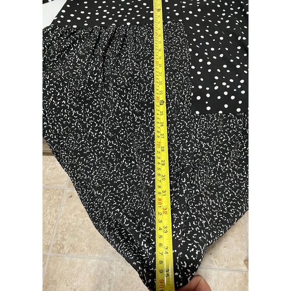 CAARA Millazo Black Polka Dot Asymmetrical Shift Crew Neck Dress Size Large - Picture 14 of 16